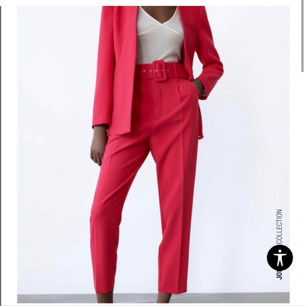 ZARA fucsia belted high waist pants. 🩷 Size M. Brand new